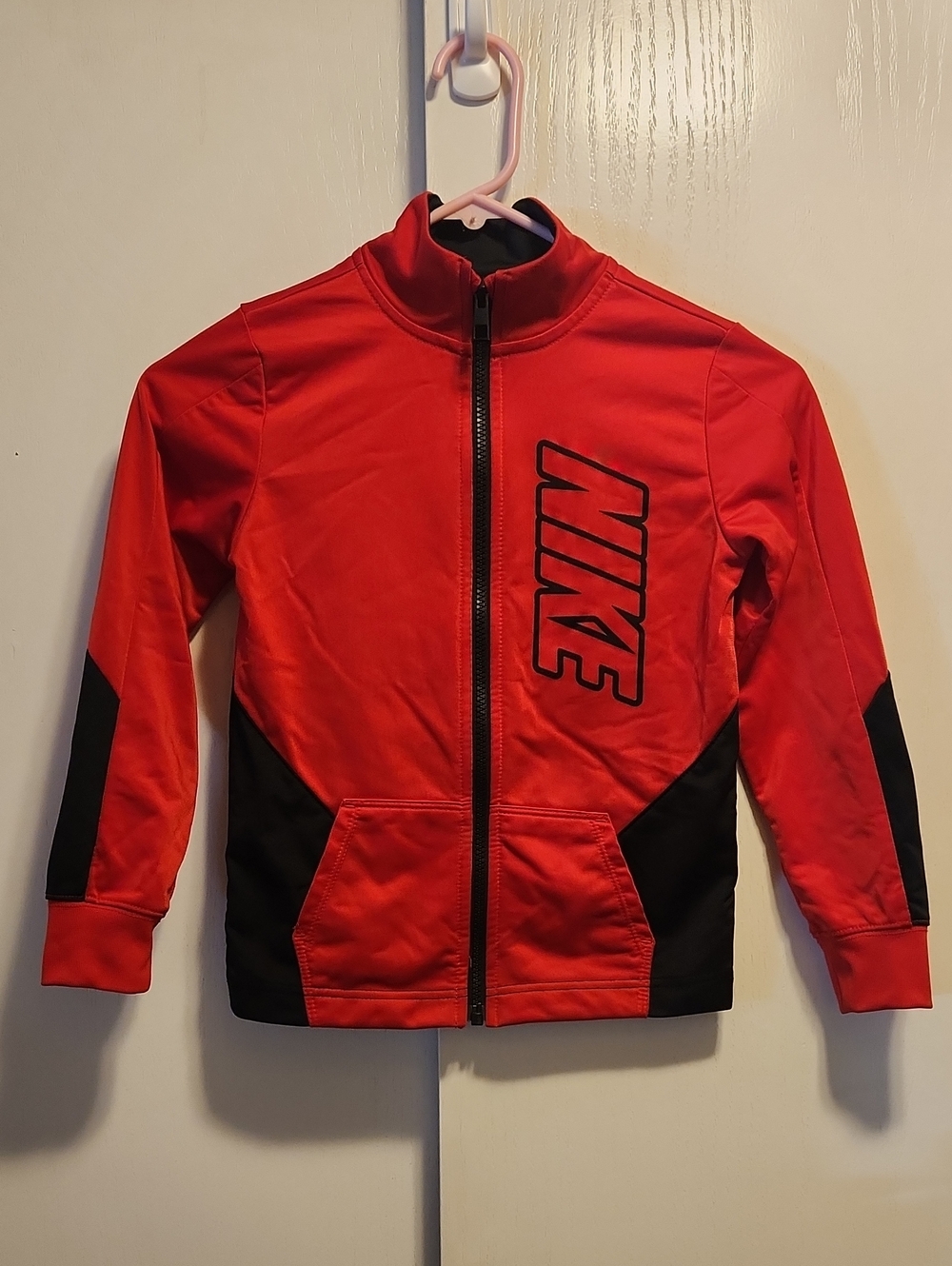 Nike Size 7L Red and Black Kids Full-Zip Jacket